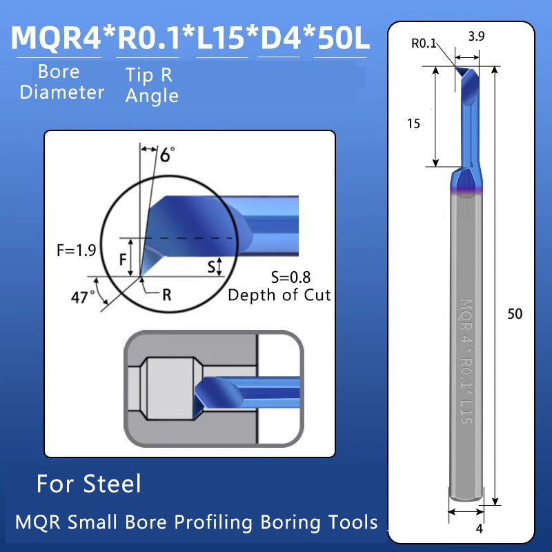 Small Hole Boring Tool Tungsten Steel Alloy MQR CNC Shockproof Inner Hole Boring Bar Micro Small Hole Turning Tool Shandong Denso Pricision Tools Co.,Ltd.